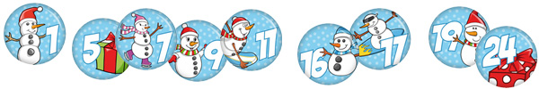 Buttons Adventskalender 1-24 Schneeflocken