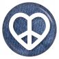 Preview: Ansteckbutton Love and Peace Zeichen auf Jeans