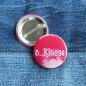Preview: Ansteckbutton 3. Klasse/ pinkflowers auf Jeans mit Rückseite