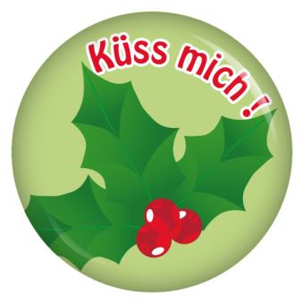 Ansteckbutton Küss mich! / Mistelzweig