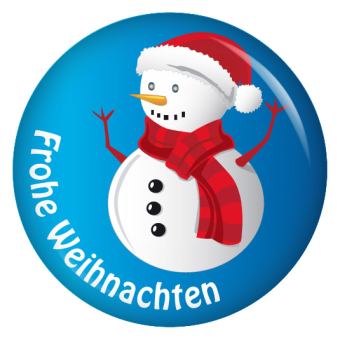 Ansteckbutton Schneemann / Frohe Weihnachten