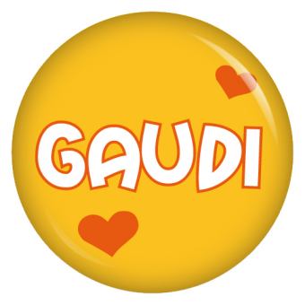 Ansteckbutton Gaudi gelb