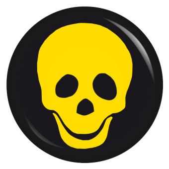 Ansteckbutton Totenkopf gelb