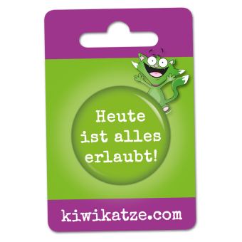 Ansteckbutton Heute ist alles erlaubt / grün an Eurolochkarte