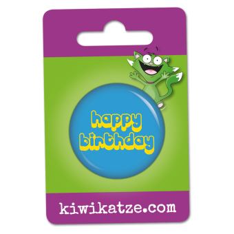 Ansteckbutton happy birthday an Eurolochkarte