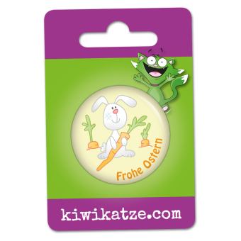 Ansteckbutton Hase mit Karotte an Eurolochkarte