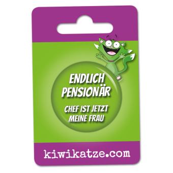Ansteckbutton Endlich Pensionär an Eurolochkarte