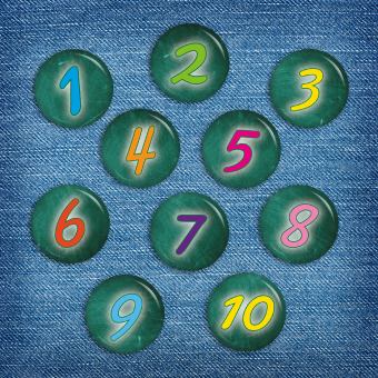 Ansteckbutton 10er Set Zahlen 1-10 Tafel Button Anstecker