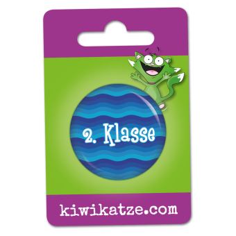 Ansteckbutton 2. Klasse/ blaue Wellen an Eurolochkarte
