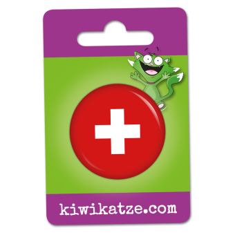 Ansteckbutton Schweiz Flagge an Eurolochkarte