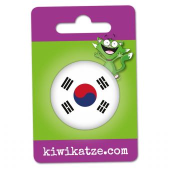 Ansteckbutton Südkorea Flagge an Eurolochkarte