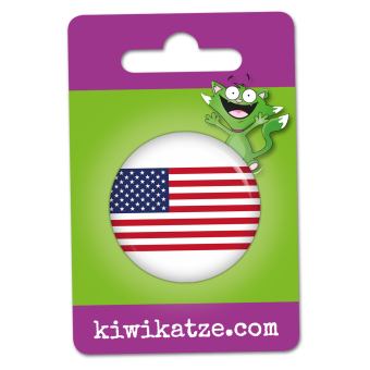 Ansteckbutton USA Flagge an Eurolochkarte
