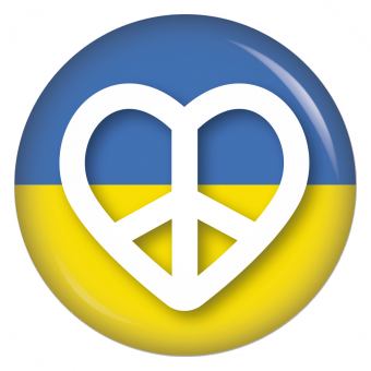 Ansteckbutton Ukraine Love Peace Zeichen