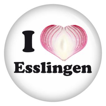 Ansteckbutton I love Esslingen Zwiebelherz