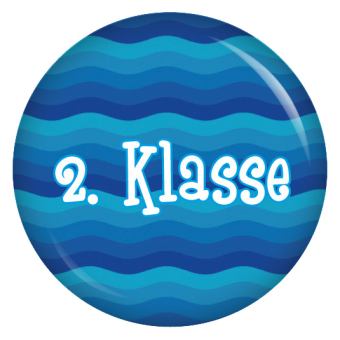 Ansteckbutton 2. Klasse/ blaue Wellen