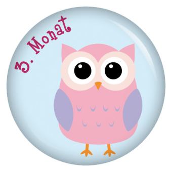 Ansteckbutton 3. Monat Eulen