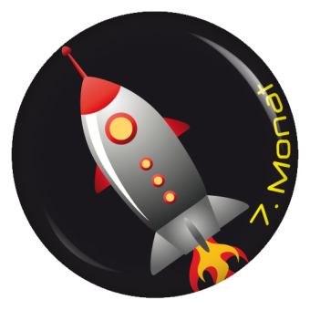 Ansteckbutton 7. Monat Weltraum