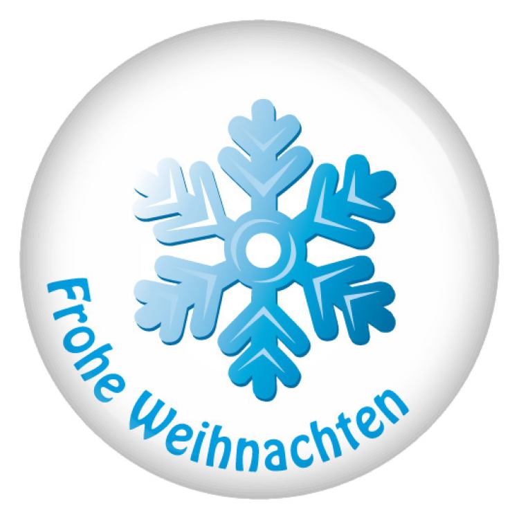 Ansteckbutton Schneeflocke /  Frohe Weihnachten