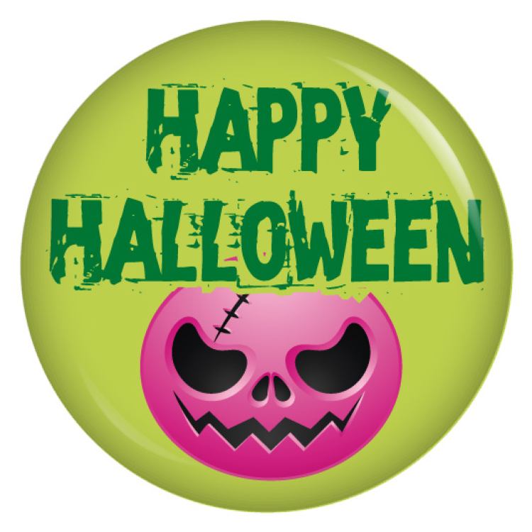 Ansteckbutton Happy Halloween Fratze pink