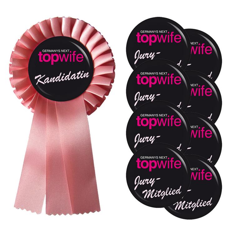 Ansteckbuttons topwife Set 56mm mit Rosette