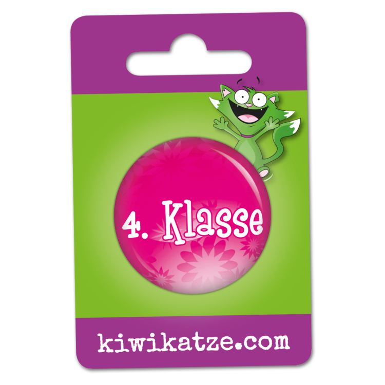 Ansteckbutton 4.Klasse/ pinkflowers an Eurolochkarte