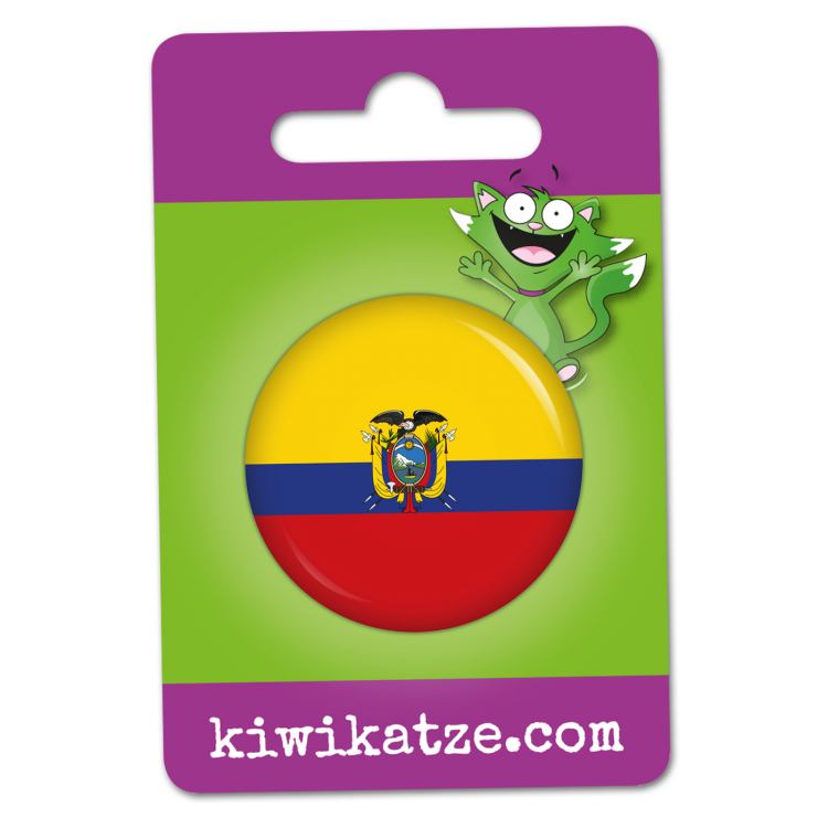 Ansteckbutton Ecuador Flagge an Eurolochkarte