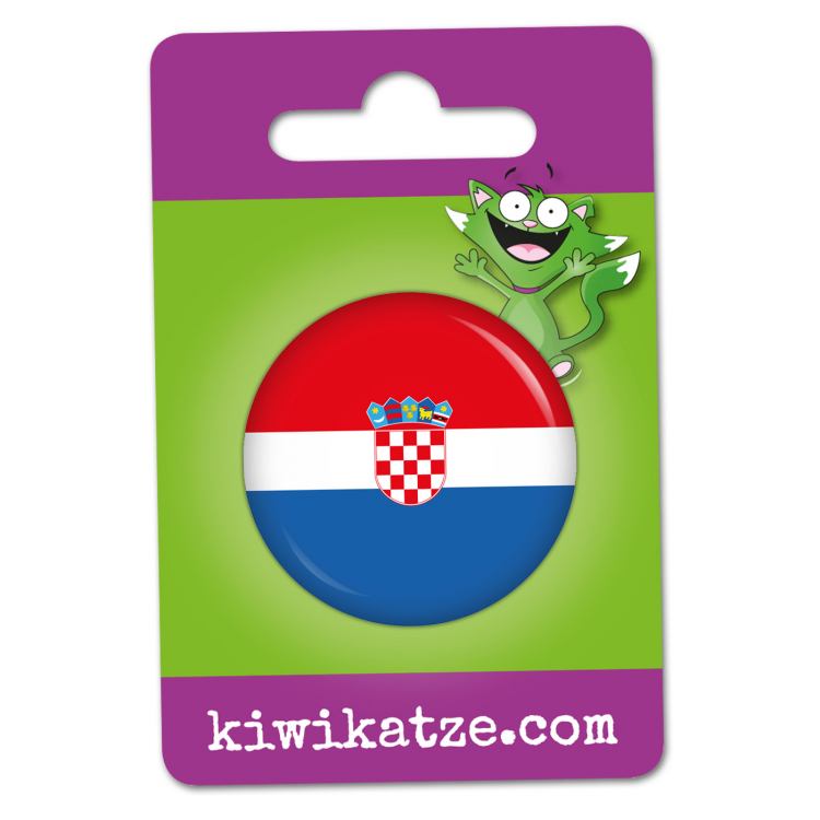 Ansteckbutton Kroatien Flagge an Eurolochkarte