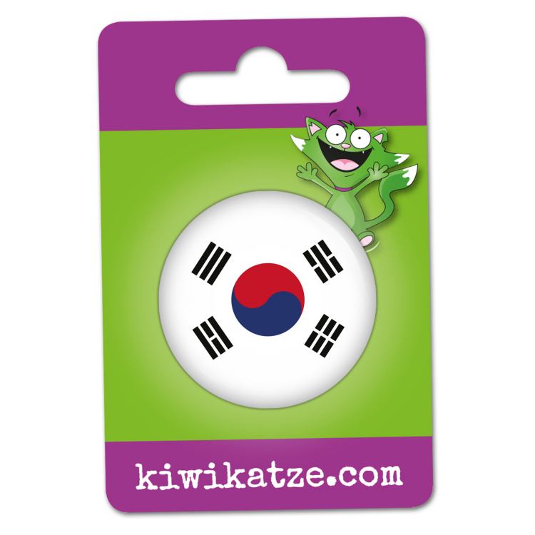 Ansteckbutton Südkorea Flagge an Eurolochkarte