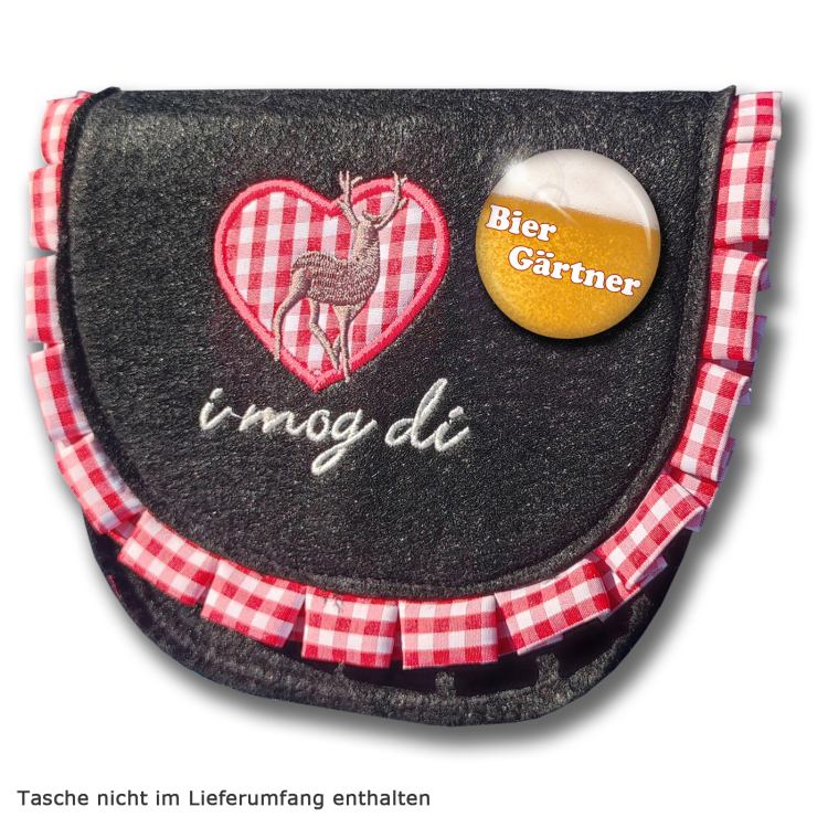 Ansteckbutton Biergärtner auf Tasche