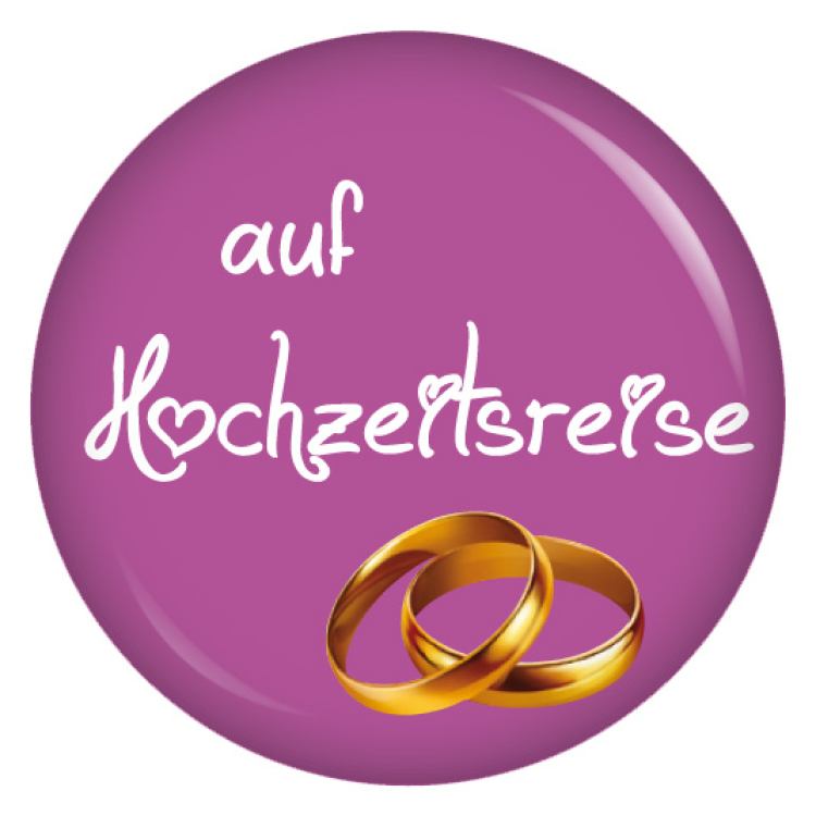 Ansteckbutton Auf Hochzeitsreise Ringe