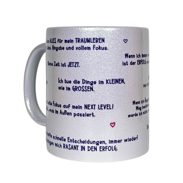 Glitzer-Mindset-Tasse – Dein täglicher Reminder für Fokus, Erfolg & Traumleben