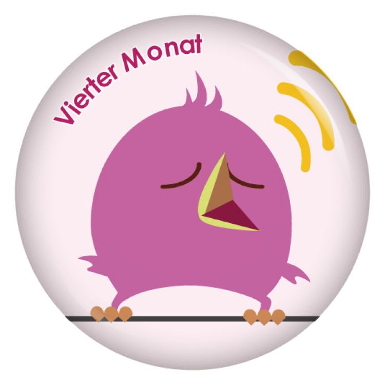 Ansteckbutton 4. Monat (Schräge Vögel)
