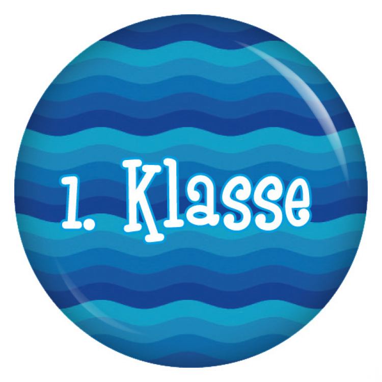 Ansteckbutton 1.Klasse/ blaue Wellen