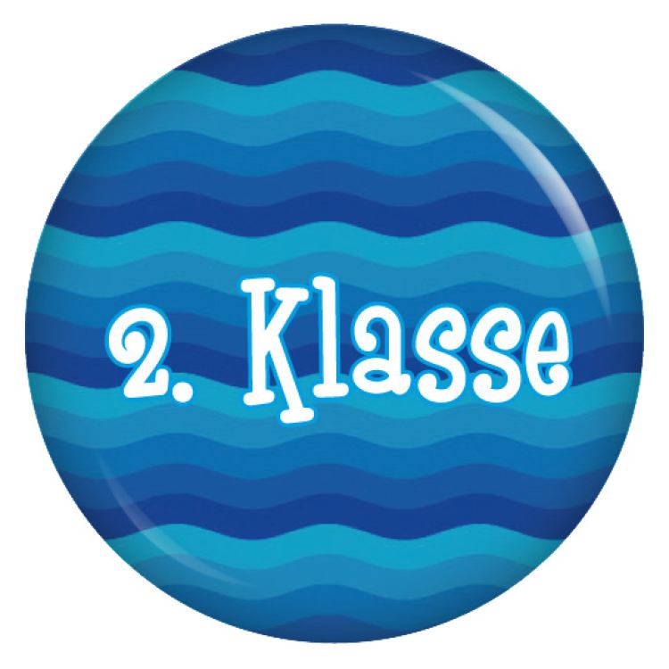 Ansteckbutton 2. Klasse/ blaue Wellen