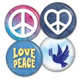 Button 4er-Set Love and Peace