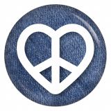 Ansteckbutton Love Peace Zeichen Jeans