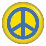 Ansteckbutton Peacezeichen gelb-blau