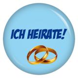 Ansteckbutton Ich heirate / blau